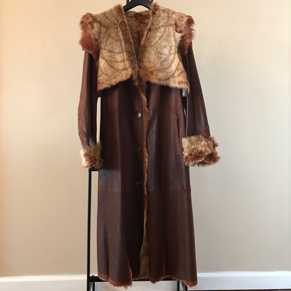 Fur Trimmed Brown Coat